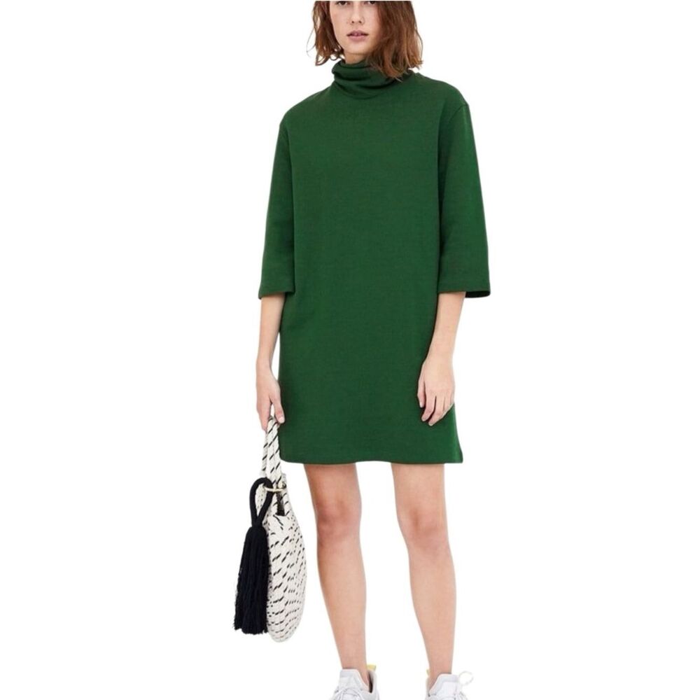 Zara Green turtleneck tunic T-Shirt dress Size Small